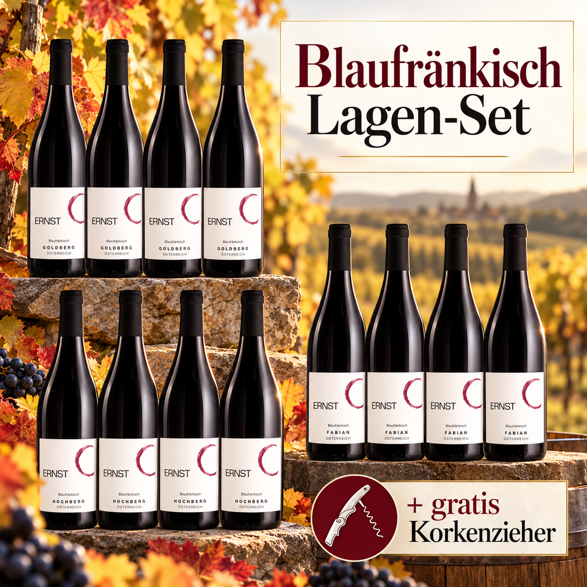 <Herkunft Zählt> Blaufränkisch Lagen-Set + gratis Korkenzieher
